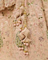 alt message - Mohey Women Golden Pink Sitara Embroidered Lehenga with Peacock Motifs image number 3